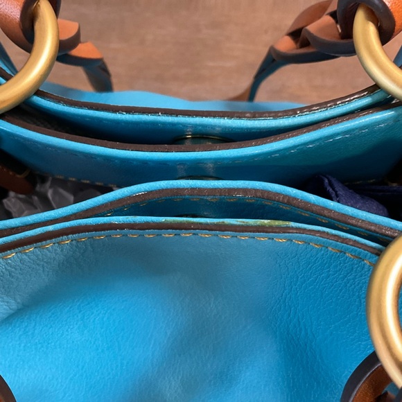 Dooney & Bourke Florentine Large Zip Barlow in color Sky Blue - Picture 15 of 16